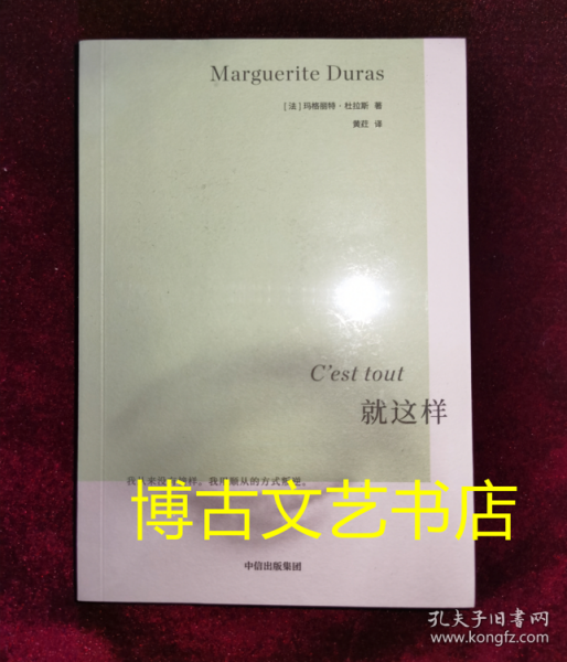 就这样 ·杜拉斯系列作品 玛格丽特杜拉斯著 国内此前从未出版 情人作者 外国小说 中信出版社