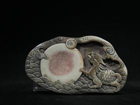 正宗龙龟紫袍玉带砚，精工雕刻，包浆老到