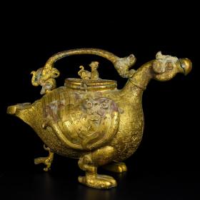 战国青铜——鎏金鸟提梁