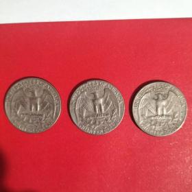 硬币 美元0.25元【3枚】【1966 1974 1982各一枚】