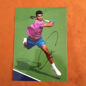 卡洛斯·阿尔卡拉斯（Carlos Alcaraz）签名照片 7寸 西班牙网球运动员 2024Y