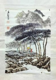 中国当代名画家葛玉芳国画山水《晨》原作保真