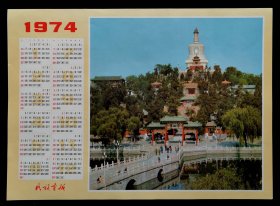 1974年民族画报年历画北海白塔（95品）