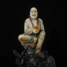 旧藏寿山石雕刻罗汉造像摆件，