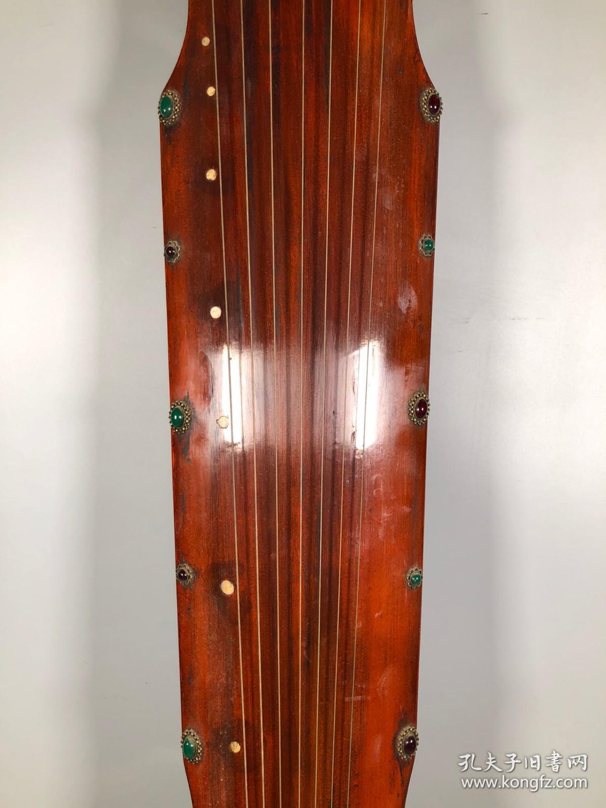 旧藏楠木镶宝石民族古筝乐器，