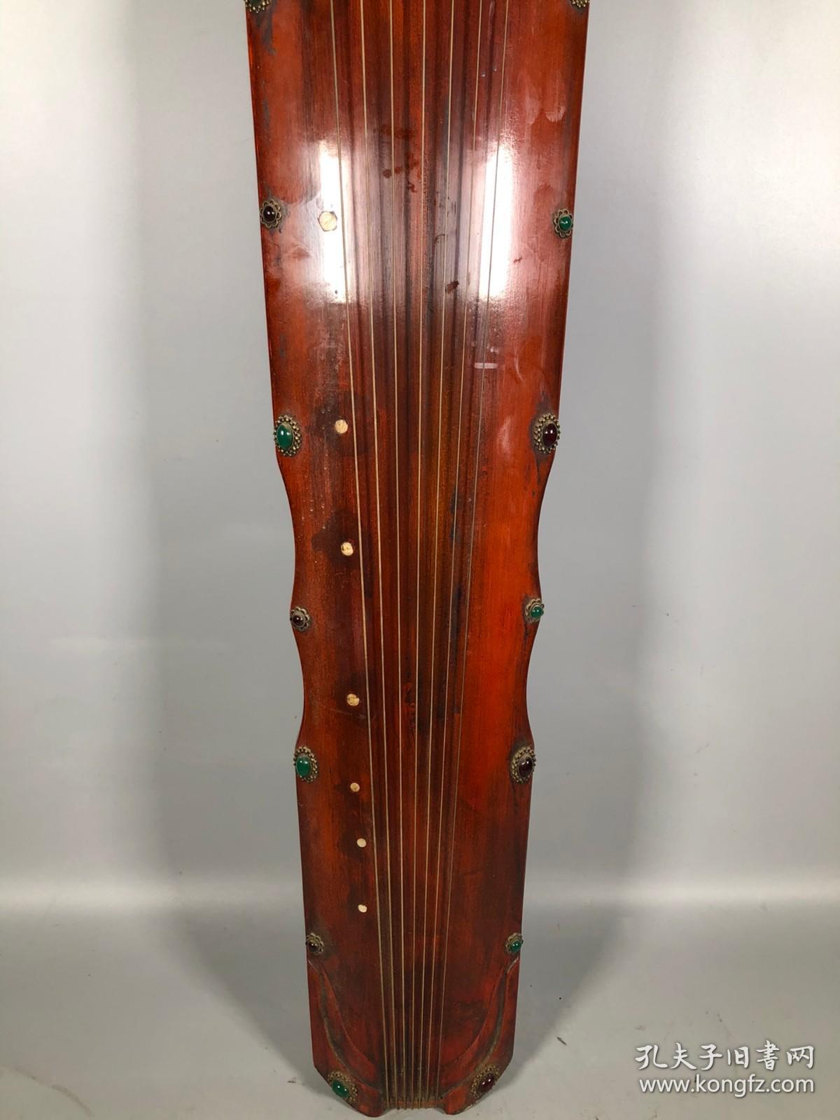 旧藏楠木镶宝石民族古筝乐器，