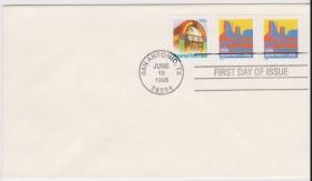 美国1996邮票 山脉 首日封 上品