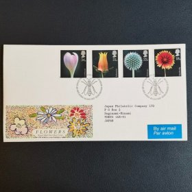 英国1987花卉邮票首日封一枚