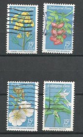 美国  花卉  一组四枚   邮票 信销