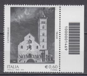 意大利 邮票 2012年艺术与遗产 特拉尼主教座堂 建筑 1全  数码边