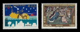 意大利邮票2001 圣诞系列 2全新