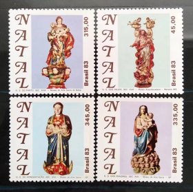 AS194巴西1983年圣诞节、圣母雕像  邮票新4全