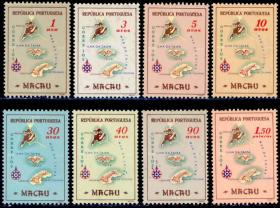 澳门1956年当地地图贴票8全新邮票