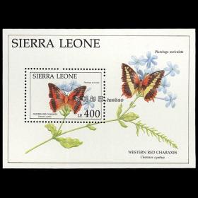 W17塞拉利昂1991 蝴蝶小型张II 外国邮票