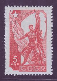 苏联邮票1938年巴黎博览会5K 新 原胶背贴痕