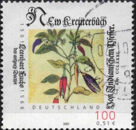 德国邮票 2001 植物信销单枚一套