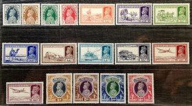 印度 1937-40年 乔治六世普票 新17枚 轻贴上上品