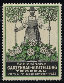 奥地利1922年苏台德地区德国园艺展封口纸封签新无胶，绣球花