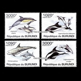 非洲布隆迪邮票 2011年 海洋哺乳动物海豚 4全