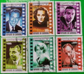 柬埔寨邮票2001年 电影人物  6全  盖销