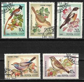 苏联 #5221 1981 保护区 动物 鸟类 外国邮票 5全 【盖销】
