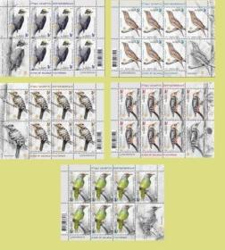 白俄罗斯邮票2022年动物啄木鸟5全版张（7套）