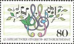 德国邮票 1987年 音乐合唱团125周年 音符 乐谱 1全新