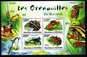 布隆迪邮票 2011年 青蛙小版张 含4枚邮票