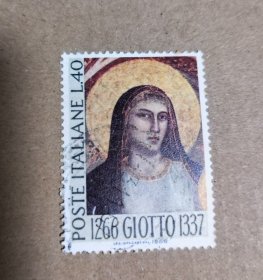 意大利 1966 画家乔托诞辰700周年邮票 绘画 圣母像 1全 信销好品