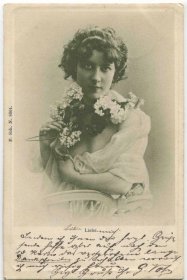 德国 1902年 实寄明信片 抱鲜花的少女CARD-K19 DD