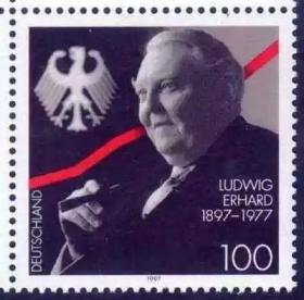 德国邮票 1997年 总理埃哈德 100周年 1全新原胶全品
