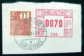 瑞士 1984 电子邮票 信销剪片