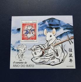 安哥拉2019年生肖鼠小型张全新外国邮票
