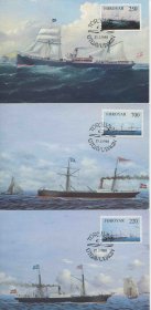 MC-A23法罗群岛邮票 1983年 蒸汽机轮船帆船 3全极限片