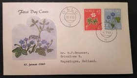 挪威邮票 1960年 B1939 植物花卉 首日封