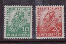 德国1949年自行车赛2全 MNH