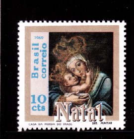 M9巴西邮票 1969圣诞节 圣母子1全