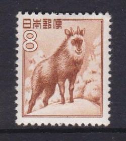 日本邮票.普357 1952年第2次动植物国宝.羚羊 新