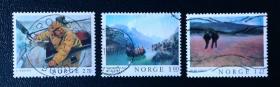 挪威信销邮票   风光   3枚