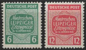 德国邮票 1946年 苏联占领区 莱比锡工业展 2全新zone03