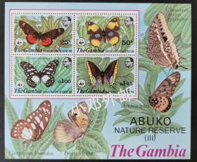 冈比亚 1980年世界自然基金会:蝴蝶邮票小全张