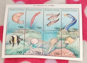 科摩罗鱼类小全张，外国邮票