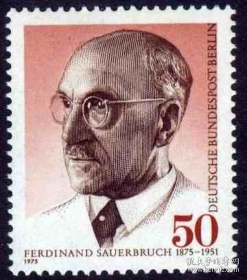 柏林邮票1975：Ferdinand Sauebruch 外科医生