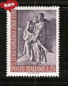意大利 1968 绘画雕塑 外国邮票1全新