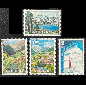 西属安道尔 1972 旅游风光 村落 湖泊 邮票