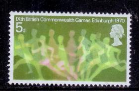 英国邮票 1970年 英联邦运动会 跑步 新