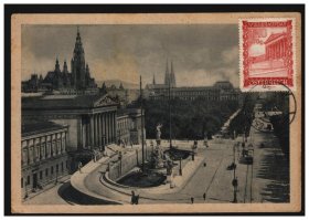 奥地利 1948 年 维也纳 议会大厦 建筑 邮票 极限片