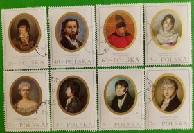波兰邮票1970年  世界名人肖像  绘画  8全  盖销