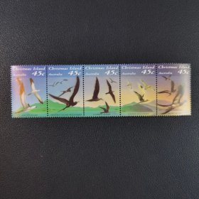 圣诞岛1993鸟类邮票一套五枚新