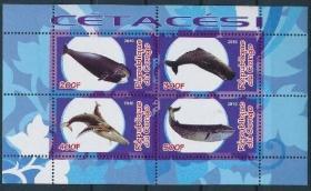 刚果 2010 海洋动物 鲸鱼 外国邮票小型张全新